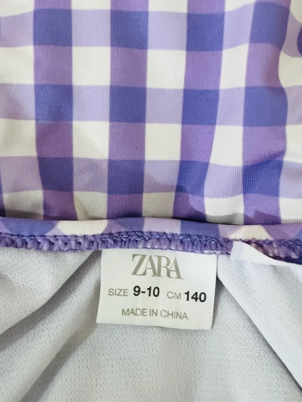 Zara Purple and White Gingham One-Piece Swim/Intimates